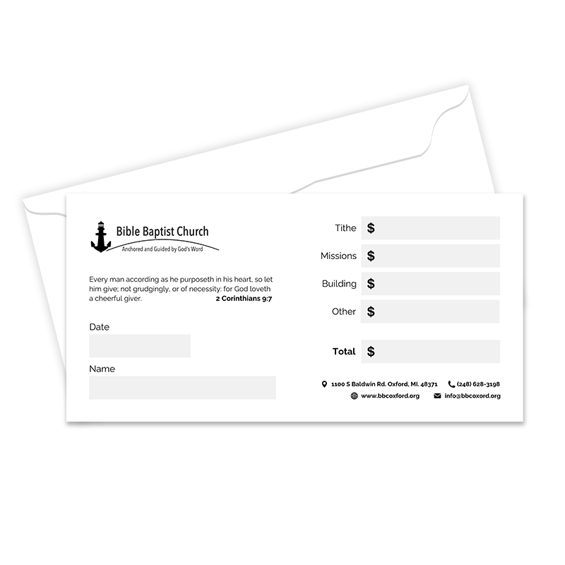 Church Offering Envelope Front And Back View